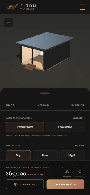ELTOM Homes website on a phone