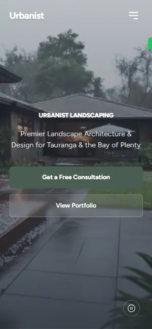 Urbanist Landscaping website on a phone